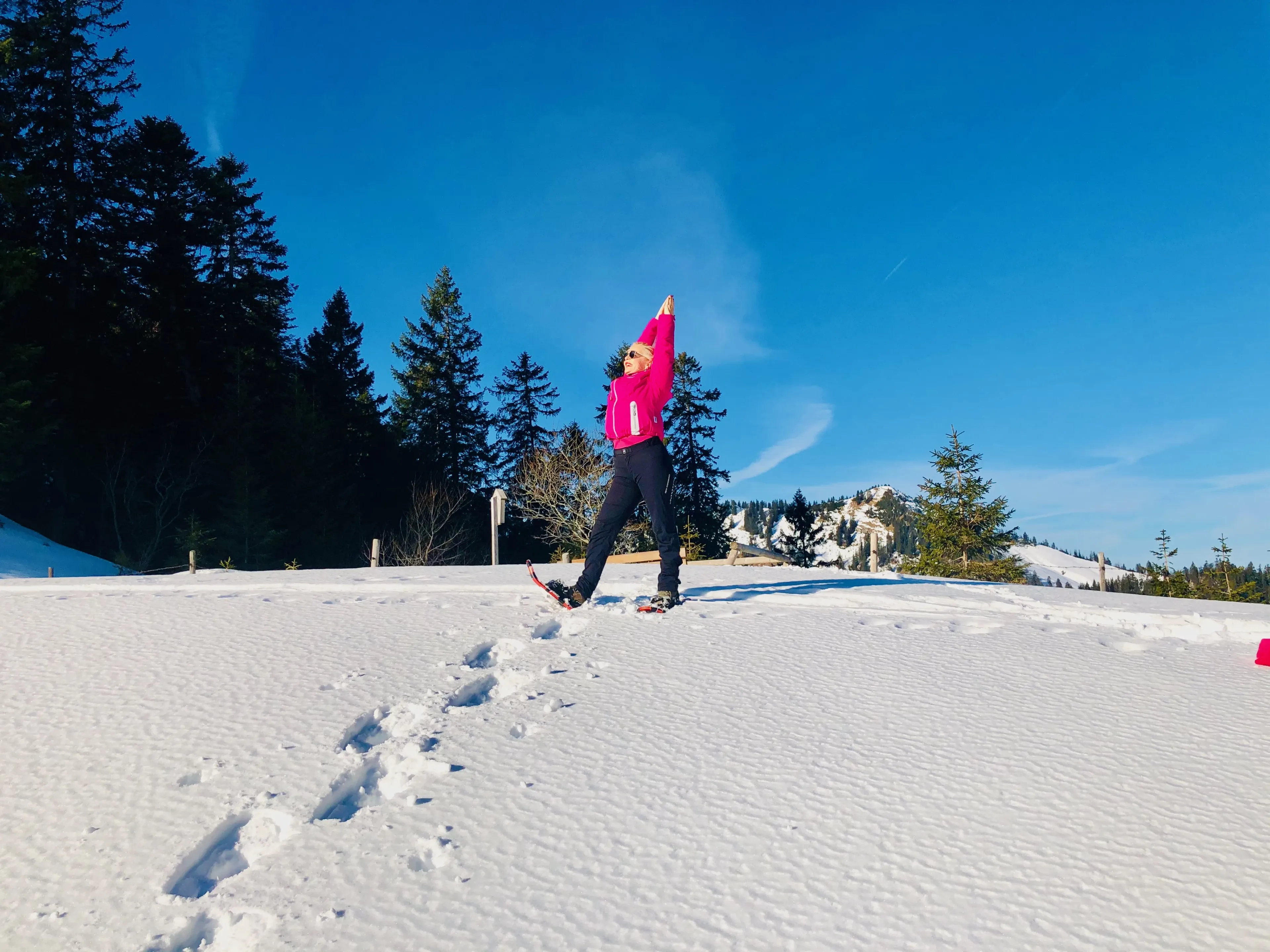 Yoga und Schneeschuhwandern mit Alleinlage auf 1300 Metern - 2